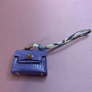 Purple  Croc-Embossed Mini Bag charm or AirPod earbud case